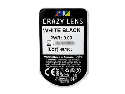 CRAZY LENS - White Black - nedioptrické jednodenní (2 čočky) - Vzhled blistru s čočkou