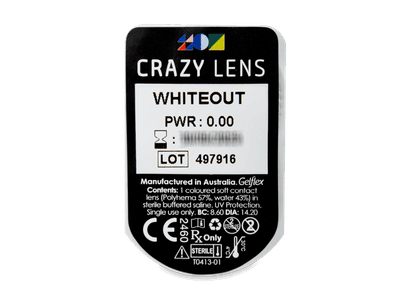 CRAZY LENS - WhiteOut - nedioptrické jednodenní (2 čočky) - Vzhled blistru s čočkou