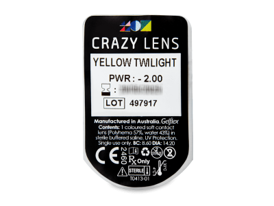 CRAZY LENS - Yellow Twilight - dioptrické jednodenní (2 čočky) - Vzhled blistru s čočkou
