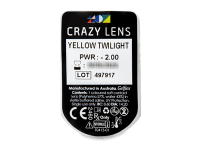 CRAZY LENS - Yellow Twilight - dioptrické jednodenní (2 čočky) - Vzhled blistru s čočkou