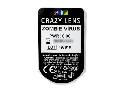 CRAZY LENS - Zombie Virus - nedioptrické jednodenní (2 čočky) - Vzhled blistru s čočkou