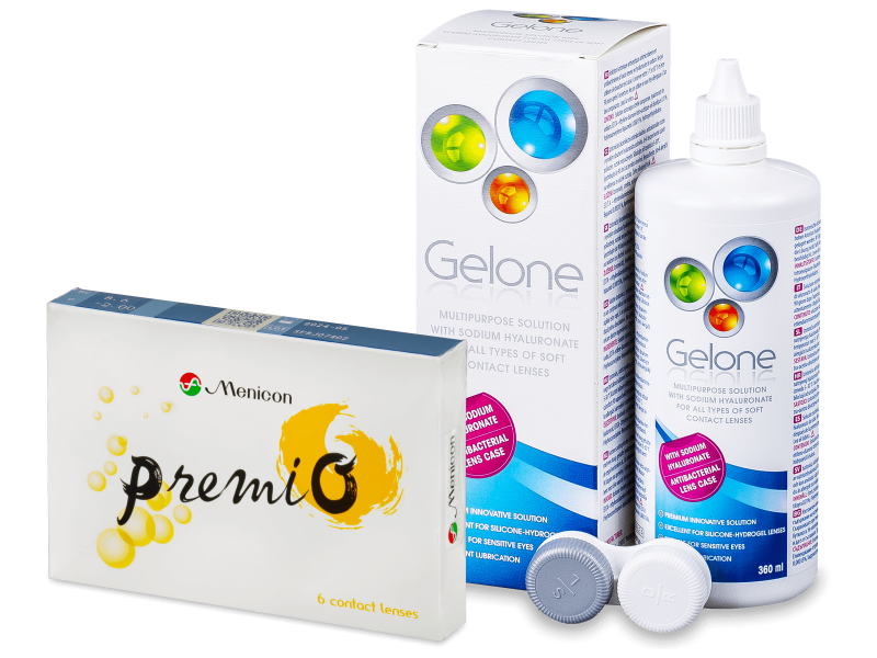 Menicon PremiO (6 čoček) + roztok Gelone 360 ml - Výhodný balíček