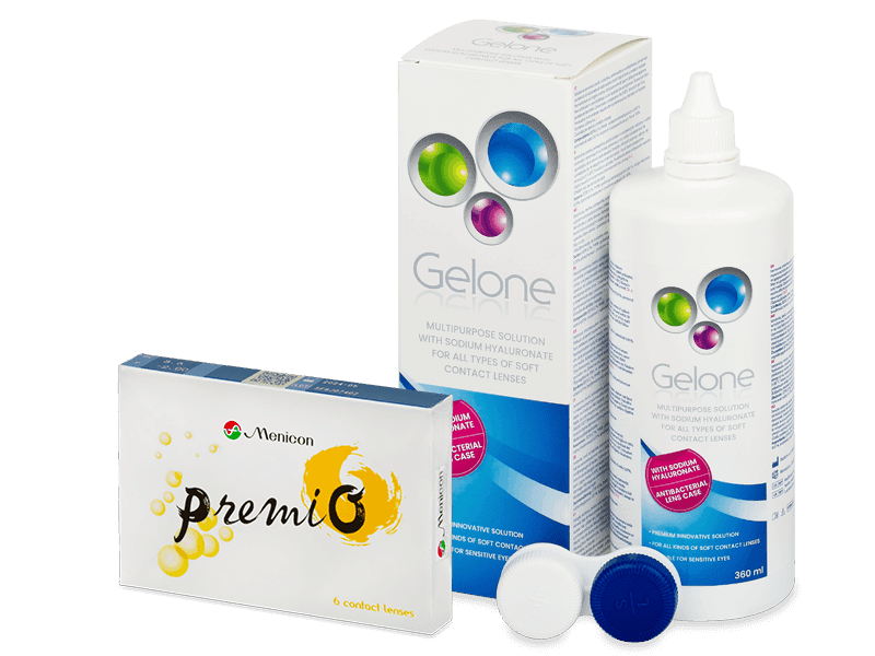 Menicon PremiO (6 čoček) + roztok Gelone 360 ml - Výhodný balíček