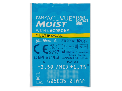 1 Day Acuvue Moist Multifocal (90 čoček) - Vzhled blistru s čočkou