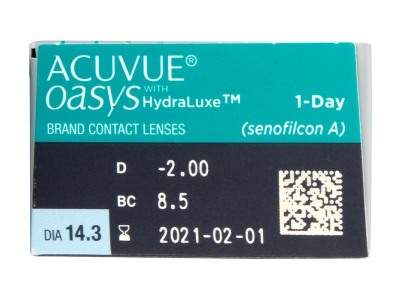 Acuvue Oasys 1-Day with Hydraluxe (30 čoček) - Náhled parametrů čoček