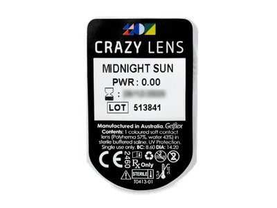 CRAZY LENS - Midnight Sun - nedioptrické jednodenní (2 čočky) - Vzhled blistru s čočkou