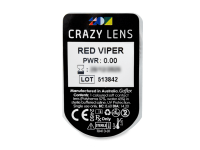 CRAZY LENS - Red Viper - nedioptrické jednodenní (2 čočky) - Vzhled blistru s čočkou