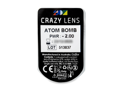 CRAZY LENS - Atom Bomb - dioptrické jednodenní (2 čočky) - Vzhled blistru s čočkou