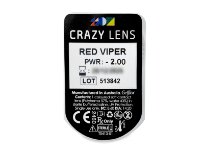 CRAZY LENS - Red Viper - dioptrické jednodenní (2 čočky) - Vzhled blistru s čočkou