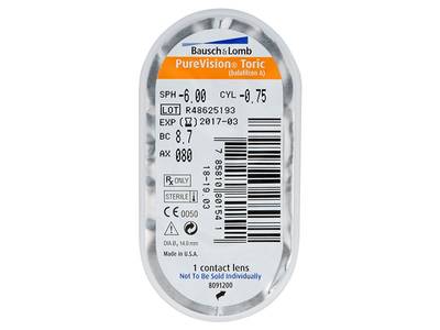 PureVision Toric (6 čoček) - Vzhled blistru s čočkou