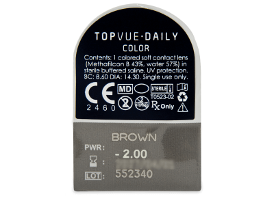 TopVue Daily Color - Brown - dioptrické jednodenní (2 čočky) - Vzhled blistru s čočkou