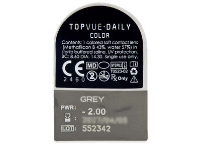 TopVue Daily Color - Grey - dioptrické jednodenní (2 čočky) - Vzhled blistru s čočkou