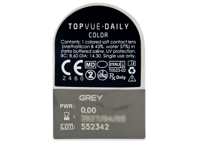 TopVue Daily Color - Grey - nedioptrické jednodenní (2 čočky) - Vzhled blistru s čočkou