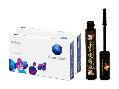 Biofinity (2x 3 čočky) + Dermacol řasenka Butterfly Wings 9 ml ZADARMO
