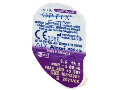 Air Optix Aqua Multifocal (6 čoček) - Vzhled blistru s čočkou