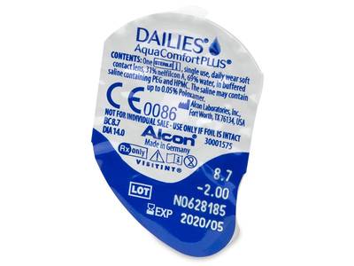 Dailies AquaComfort Plus (90 čoček) - Vzhled blistru s čočkou