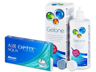 Air Optix Aqua (6 čoček) + roztok Gelone 360 ml - Výhodný balíček