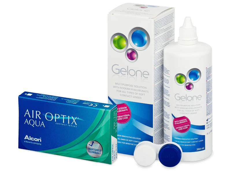 Air Optix Aqua (6 čoček) + roztok Gelone 360 ml - Výhodný balíček