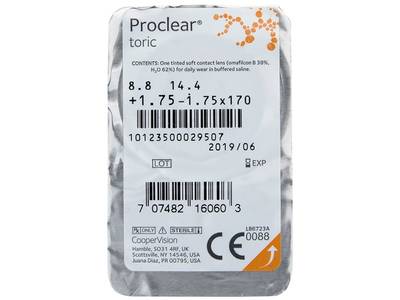 Proclear Toric (6 čoček) - Vzhled blistru s čočkou