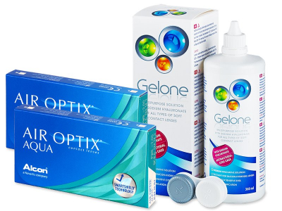 Air Optix Aqua (2x 3 čočky) + roztok Gelone 360 ml - Výhodný balíček