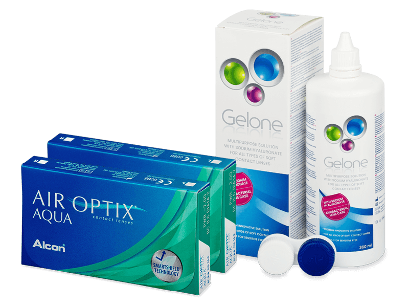 Air Optix Aqua (2x 3 čočky) + roztok Gelone 360 ml - Výhodný balíček
